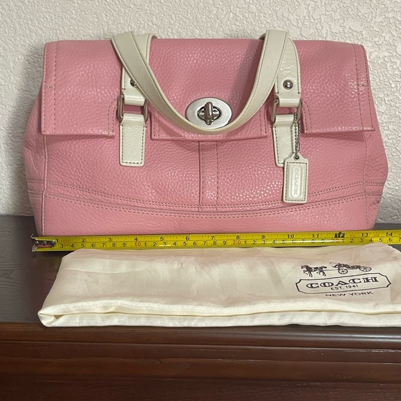 FINAL PRICE Vintage Coach Hamilton satchel bag #13091  Pink & White - Picture 12 of 16
